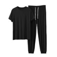thumbnail image 1 of Ohufall Outfits for Men 2 Piece Modal Lounge Short-Sleeve Top and Casual Spring Summer Drawstring Long Pants Set, 1 of 4
