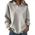 thumbnail image 1 of Ohufall Oversized Two-In-One Sweater for Women, Deep V Neck Built-In Collar Casual Layering Top, 1 of 6