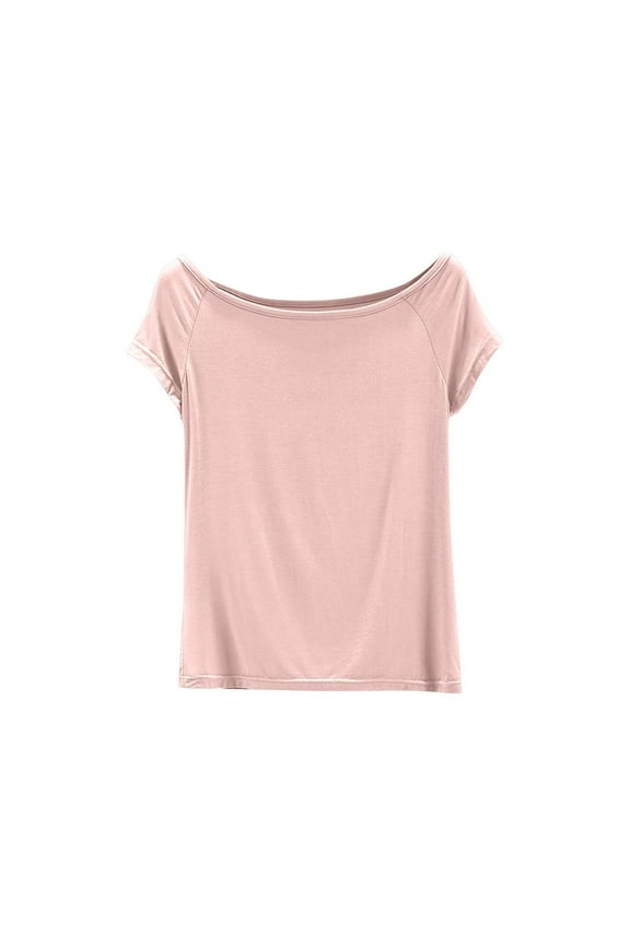 Pajama Tops for Women Solid Casaul Short Sleeve Sleepwear Tees Summer Soft Comfortable Loungewear T-Shirts Fashionable Stretch Loose Off the Shoulder Undershirts