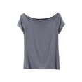 thumbnail image 1 of Ohufall Pajama Tops for Women Solid Casaul Short Sleeve Sleepwear Tees Summer Soft Comfortable Loungewear T-Shirts Fashionable Stretch Loose Off the Shoulder Undershirts, 1 of 7