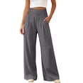 thumbnail image 1 of Ohufall Pant for Women Loose Elastic High Waist Soft Wide Leg Pants Solid Color Fashion Casual Pant, 1 of 4