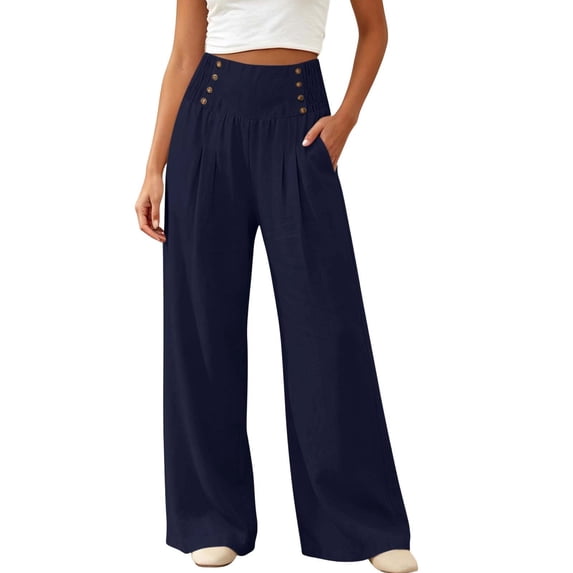 Ohufall Pant for Women Loose Elastic High Waist Soft Wide Leg Pants Solid Color Fashion Casual Pant