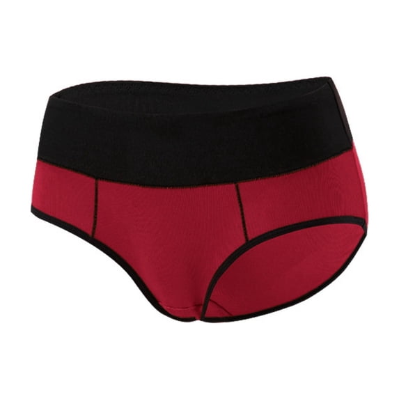 Ohufall Panties for Women Plus Size Thin Mid Waist Comfy Briefs Color Block Lightweight Fashion Underwear