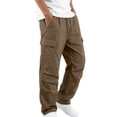 thumbnail image 1 of Ohufall Pants For Men Solid Color Loose Outdoor Pant Breathable Travel Casual Cargo Pant, 1 of 7