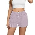 thumbnail image 1 of Ohufall Plaid Shorts for Women Cotton Linen Summer High Waisted Loose Short Pants Button Casual Comfortable Lounge Beach Shorts, 1 of 5