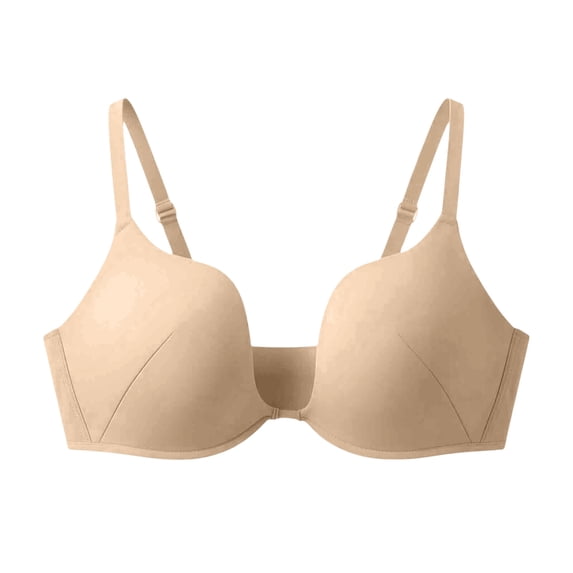 Ohufall Plus Size Bra for Women Push Up V Neck Bras Thin Strap Seamless Solid Color Bras
