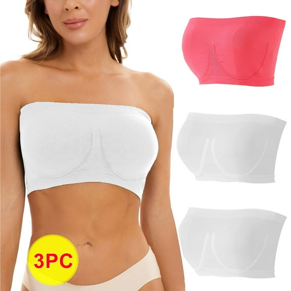 Ohufall Plus Size Bras Underwire! Women's Stretch Strapless Bra,Summer Bandeau Bra,Plus Size Strapless Bra,Comfort Wireless Bra