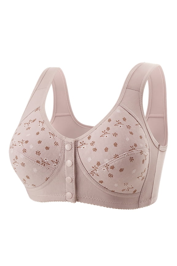 Plus Size Bras for Women Soild Wire Free Underwear Front Closing Bra Comfort Everyday Underwear Bras，36BC-50B/C