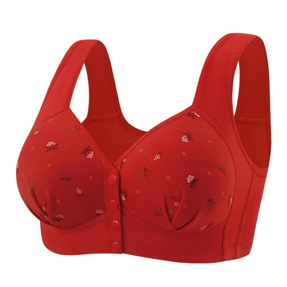 Ohufall Plus Size Bras for Women Soild Wire Free Underwear Front Closing Bra Comfort Everyday Underwear Bras，36BC-50B/C