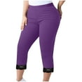 thumbnail image 1 of Ohufall Plus Size Capri Leggings for Women Lightweight Soft Stretch Cropped Legging High Waisted Workout Capris Pants Solid Color Summer Vacation Crop Pants 2025, 1 of 5