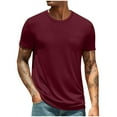 thumbnail image 1 of Ohufall Plus Size Men T Shirts Pullover Short Sleeve Shirts for Men Crew Neck Solid Color Men Tops with Pocket, 1 of 5