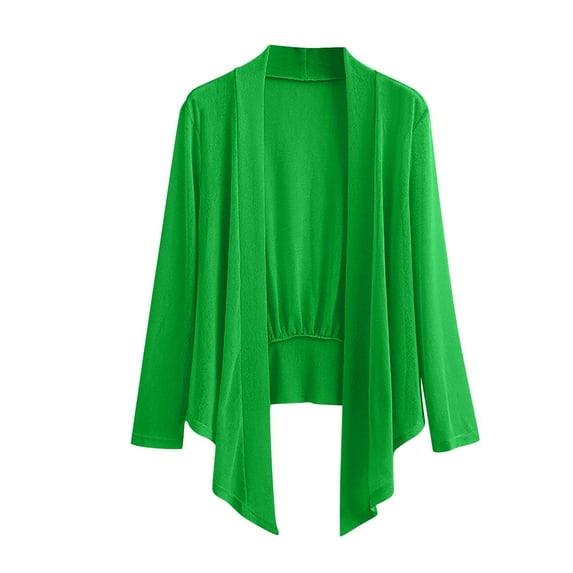 Ohufall Plus Size Mesh Cardigan Tops for Women Summer Light Breathable Tie Front Bolero Sheer Shrugs Fashion Solid Casual Long Sleeve Cover Up