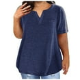thumbnail image 1 of Ohufall Plus Size Top for Women Short Sleeve V Neck Shirts Solid Color T Shirts Plain Basic Tees, XXL, 1 of 5