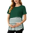 thumbnail image 1 of Ohufall Pregnant Womans T-shirts Striped Breastfeeding Maternity Tops Short Sleeve Breathable Casual Lactation Tops, 1 of 8