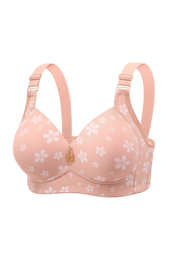 Push Up Seamless Bras for Women No Underwire Support and Lift V Neck Wireless T-Shirt Bras Full Coverages Bralettes Everyday Bras, 36B/C-46B/C