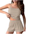 thumbnail image 1 of Ohufall Ribbed Pj Sets for Women Solid Cami Tops with Elastic Waist Shorts Summer Loose Breathable Camisole Home Lounge Sets Womens 2 Piece Ribbed Pajama Sets, 1 of 5