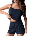 thumbnail image 1 of Ohufall Ribbed Pj Sets for Women Solid Cami Tops with Elastic Waist Shorts Summer Loose Breathable Camisole Home Lounge Sets Womens 2 Piece Ribbed Pajama Sets, 1 of 5