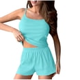 thumbnail image 1 of Ohufall Ribbed Pj Sets for Women Solid Cami Tops with Elastic Waist Shorts Summer Loose Breathable Camisole Home Lounge Sets Womens 2 Piece Ribbed Pajama Sets, 1 of 5