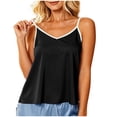 thumbnail image 1 of Ohufall Satin Pajama Top for Women Comfort Camisole Tops Solid Color V Neck Fashion Pajama Tops, 1 of 5