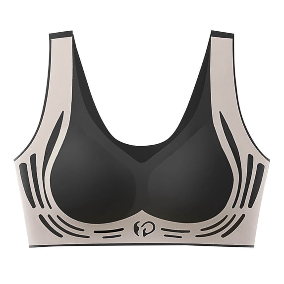 Ohufall Seamless Gym Sport Bras for Women Stretch Breathable No Underwire Gathering Push Up Workout Yaga Bra Womens Soft Support Full Coverage Bralettes