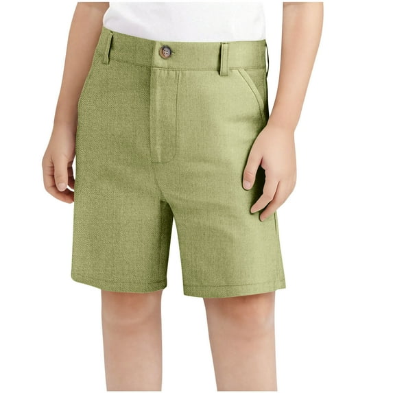 Ohufall Short Pants for Children Summer Solid Color Flat Front Suit Shorts Fashion Casual School Uniform Shorts, 3-18 Years