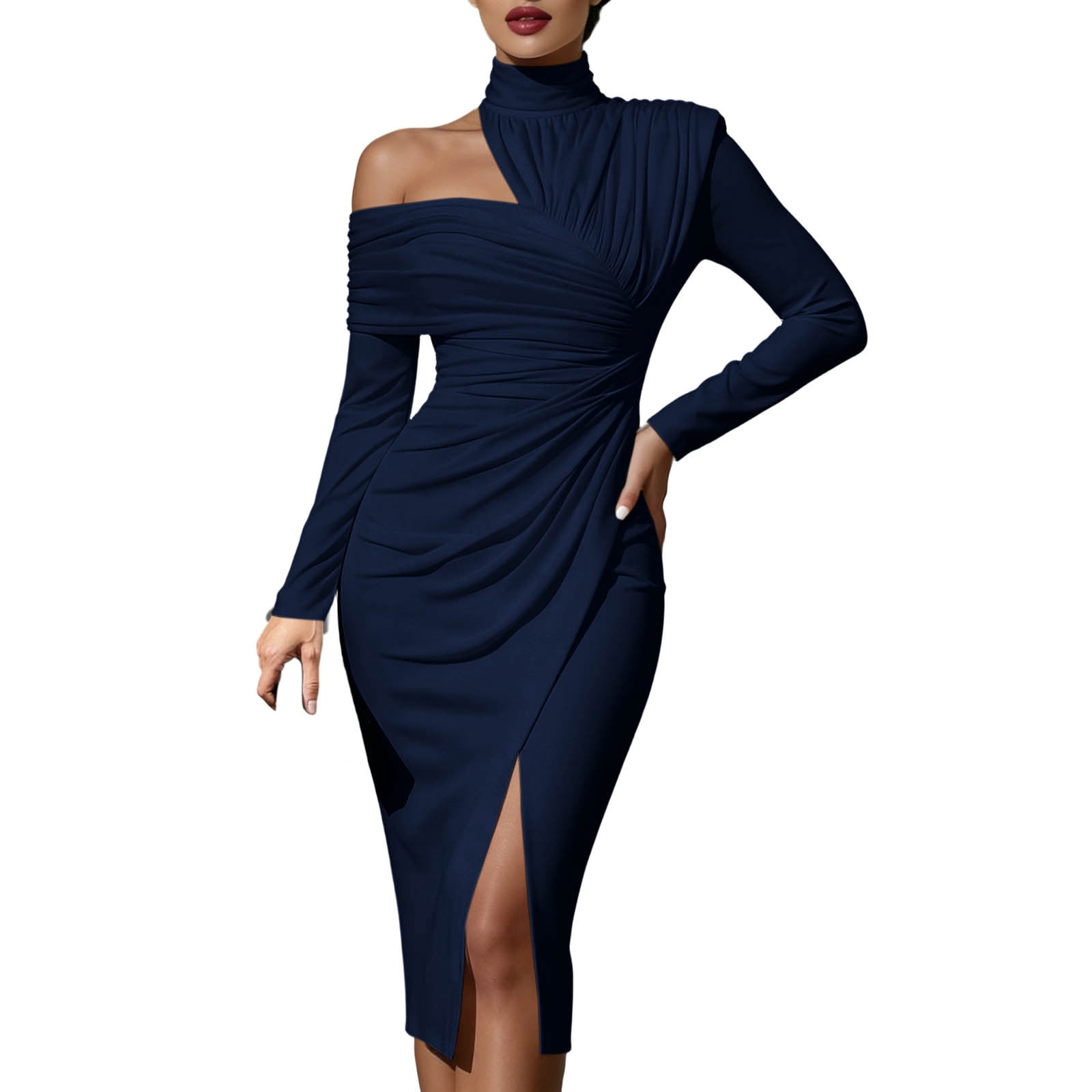 turtleneck off shoulder dress Hot Girl Off-Shoulder Sweater Turtleneck Dress CANALIS STUDIOS