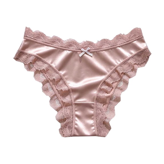 Ohufall Solid Color Lace Briefs for Women Breathable Soft Regular Cut Ventilated Underwear