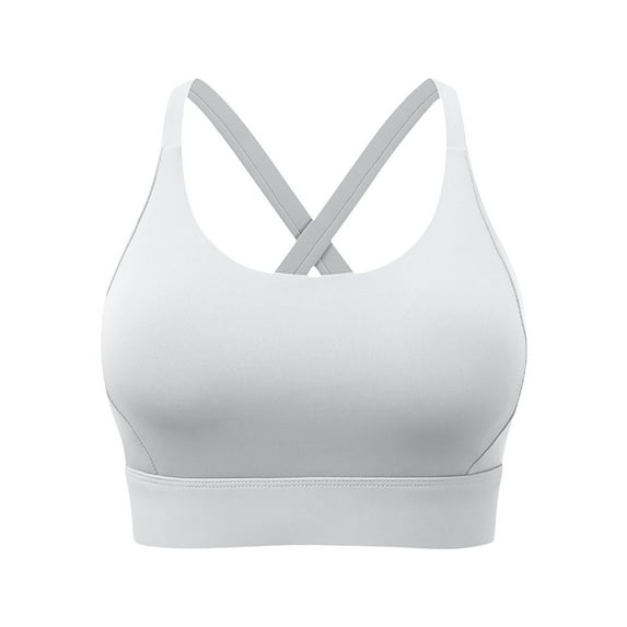 Ohufall Sport Yoga Bras for Women Plus Size Sexy Solid Criss-Cross Back Beauty Strappy Sport Bra Women's Stretch Quick-drying Workout Running Exercise Bras