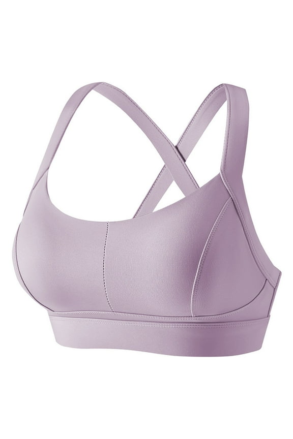 Sports Bras for Women Solid Casual High Impact Wirefree Yoga Bra Criss-Cross Back Soft Support Full Coverage Bra Gathering Shockproof Gym Workout Bra