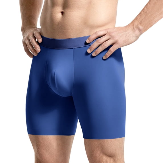 Ohufall Sports Underwear for Men Ice Silk Thin Quick-dry Boxers Long Wearresistant Legs Four Cornered Shorts