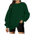 thumbnail image 1 of Ohufall Spring Outfits For Women Fashion Woman Long Sleeve Round Neck Casual Loose Sweatshirt Solid Blouse Tops Clearance, 1 of 4
