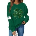 thumbnail image 1 of Ohufall St Patricks Day Shirt Women Crewneck Sweatshirt Shamrock Long Sleeve Shirt Irish Lucky Four Clover Sweater Spring Pullover Tops, 1 of 5