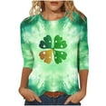 thumbnail image 1 of Ohufall St Patricks Day Tops for Women 3/4 Sleeve Crewneck Shamrock Shirts Casual Trendy Festival Holiday Tunic Tee Tops, 1 of 3