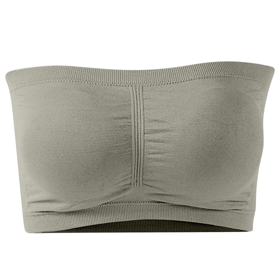 Ohufall Strapless Sports Bras for Women Plus Size Sexy Solid Gathering Wireless Yoga Bra Ladies Comfy Breathable Gym Workout Bandeau Bras on Clearance