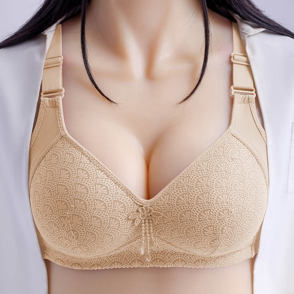 Ohufall Summer 2025! Womens Plus Size Bra,Woman's Gathered Together Large Size Daily Bra Underwear No Rims