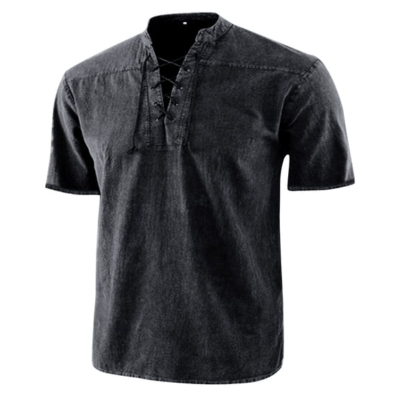 Ohufall Summer Men's T-Shirts Solid Color V-Neck Short Sleeve Tops for Men Big And Tall Casual Summer Tops
