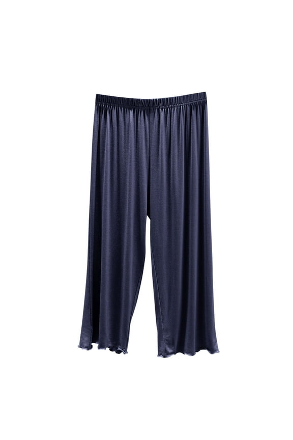 Summer Pj Capris for Women Solid Casual High Waisted Sleeping Capri Pant with Pockets Ladies Soft Comfy Home Lounge Modal Pajamas Pants