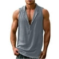 thumbnail image 1 of Ohufall Summer Tank Tops for Men Casual Trendy Deep V-Neck Tanks Linen Solid Comfortable Sleeveless Shirts, 1 of 6