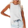 thumbnail image 1 of Ohufall Summer Tank Tops for Women Casual Loose Fit Sleeveless Tanks Crew Neck Solid Side Slit Tops, 1 of 6