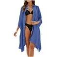 thumbnail image 1 of Ohufall Swimsuit Cover Up for Women Plus Size Button Up Shirts Chiffon Kimono Cardigan Casual Beach Cover Ups, 1 of 5