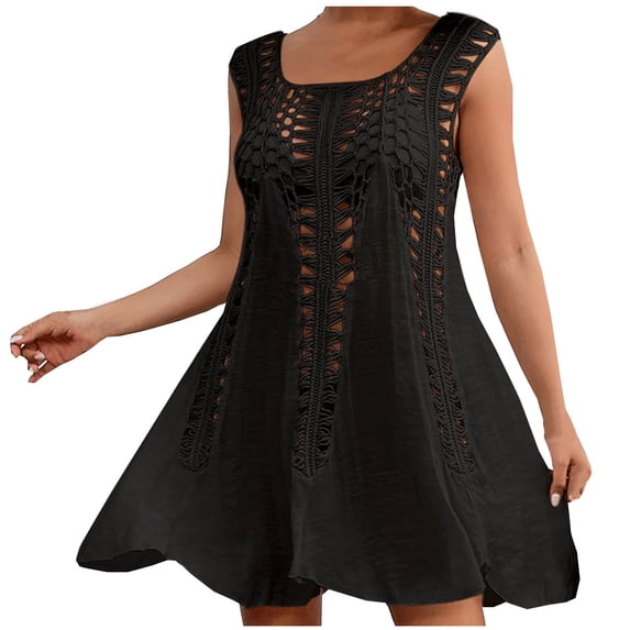 Ohufall Swimsuit Coverup for Women Bathing Suit Cover Ups Crochet Beach Tank Dress Hollow Out Bikini Cover Up Swimdress