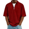 thumbnail image 1 of Ohufall T-Shirt for Men V Neck Collared Solid Color Tshirts Short Sleeve Pullover Casual T-shirts, 1 of 5