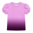 thumbnail image 1 of Ohufall T Shirts for Toddler Girl Gradient Color Puff Sleeve Tee Round Neck Short Sleeve Top for Children 4-15T, 1 of 4