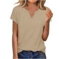 thumbnail image 1 of Ohufall T-shirts for Women Trendy Notched Neck Lightweight Tops Summer Soft Comfort Short Sleeve Tee Tops, 1 of 5