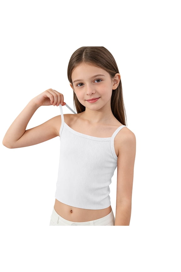 Tank Top for Toddler Girls Developmental Period Solid Color Camisole Cute Summer Casual Tank Tops 7-13Y