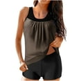 thumbnail image 1 of Ohufall Tankini Bathing Suits for Women Tummy Control Modest Swimsuits Plus Size Two Piece Swimwear Solid Top Boy Shorts, 1 of 4