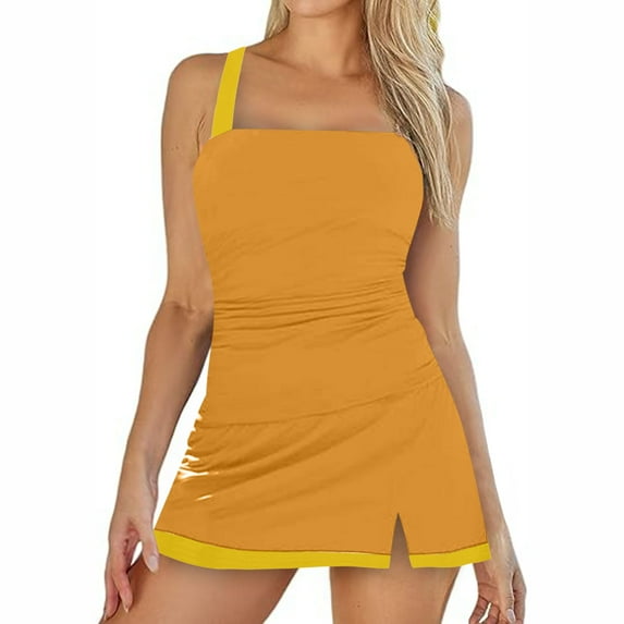 Ohufall Tankini Swimsuits for Women Tankini Bathing Suit Vintage 2 Piece Tummy Control Tankini Top with Swim Skirt Push up Swimwear