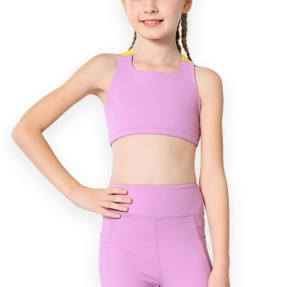 Ohufall Teen Girls Workout Sport Tanks Fashion Stretchy Breathable Sleeveless Yoga Shirts Kids Girls Cute Casual Colorblock Athletic Tank Tops, 5-13 Years