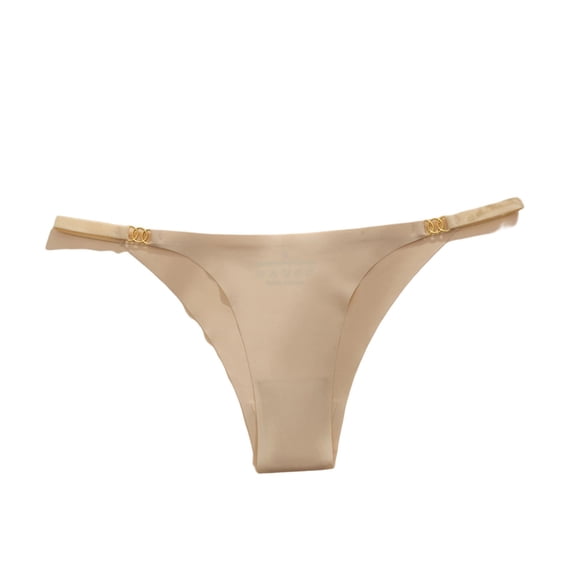 Ohufall Thong for Women with Thin Side Straps Breathable Briefs Lightweight Seamless Ice Silk Underwear