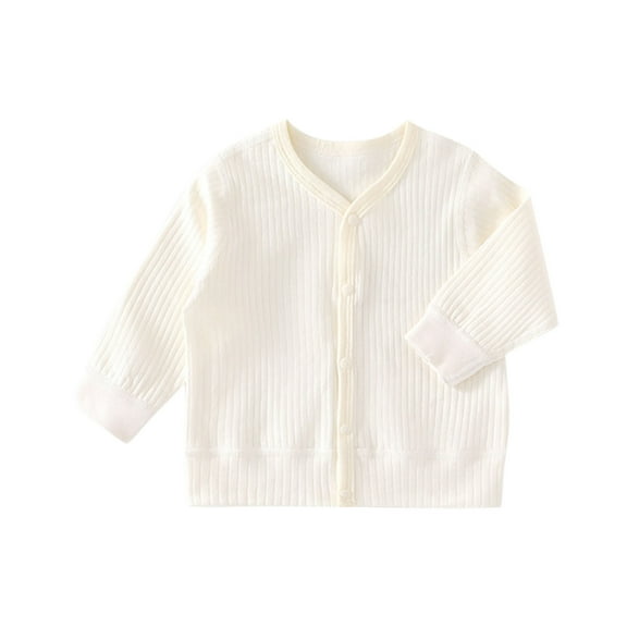 Ohufall Toddler Baby Boys Girls Knitted Cardigan Tops Cute Solid Casual V-Neck Cotton Blouse Fall Winter Loose Comfy Long Sleeve Button Down Shirts for Kids, Size 6M-4Y